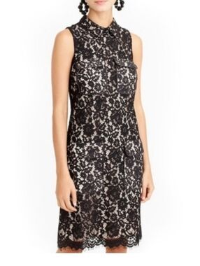 J. Crew Black Lace Overlay Dress with Cream Lining and Peter Pan Collar.